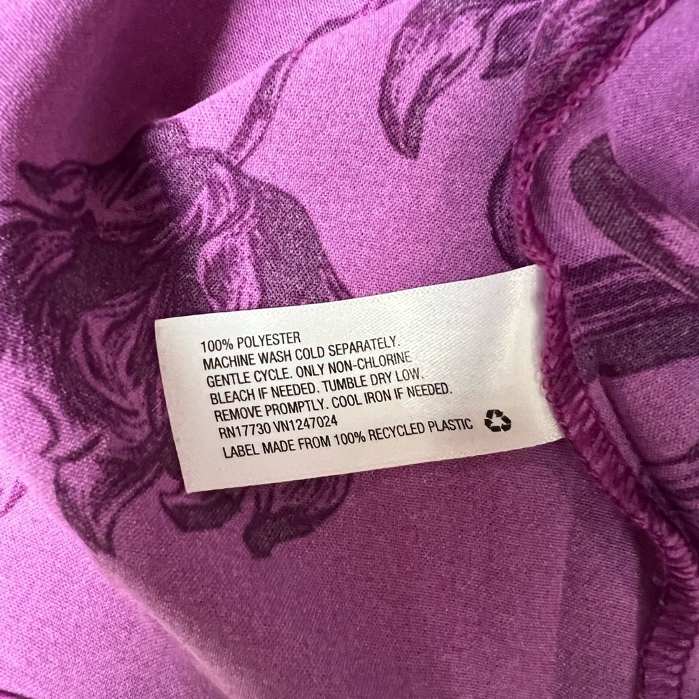 A New Day Purple Floral V Neck Puff Sleeve Wrap Top Size M - Picture 10 of 10
